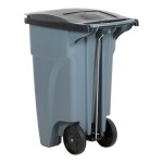 Rubbermaid® 1971944 128 Qt. / 32 Gallon Gray Step-On Wheeled Rectangular Trash Can with Lid