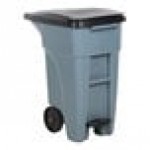Rubbermaid® 1971944 128 Qt. / 32 Gallon Gray Step-On Wheeled Rectangular Trash Can with Lid