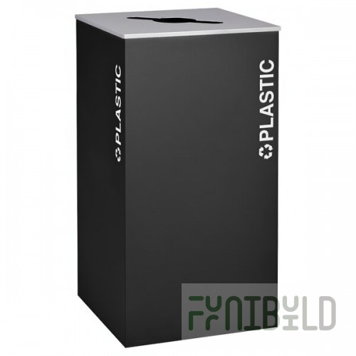 Ex-Cell Kaiser RC-KD36-PL BLX Kaleidoscope XL Series Black Texture Square 36 Gallon Customizable Plastic Receptacle