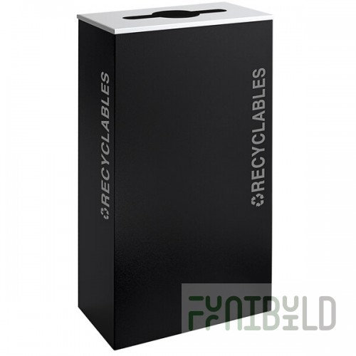 Ex-Cell Kaiser RC-KD17-R BT-PBG Black Tie Kaleidoscope Pebble Black Gloss 17 Gallon Rectangular Recyclables Receptacle