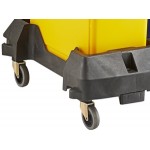 Lavex 69 Gallon 3-Stream Slim Rectangular Mobile Recycle Station with Black Drop Shot, Blue Paper Slot, and Yellow Bottle / Can Lids Lavex 69 Gallon 3-Stream Slim Rectangular Mobile Recycle Station with Black Drop Shot, Blue Paper Slot, and Yellow Bottle / Can Lids