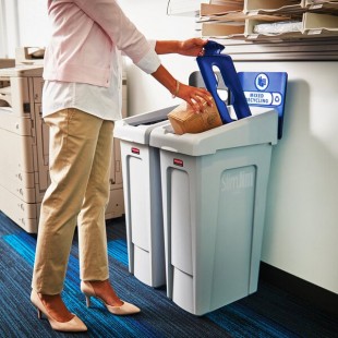Rubbermaid® 2007913 Slim Jim 1-Stream Rectangular Recycling Station Kit with Open Lid