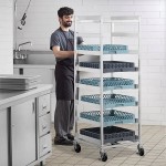 Steelton 8 Shelf Aluminum Glass Rack Cart with 8