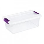 Sterilite ClearView 15 Gallon Clear Latch Box with Sweet Plum Handle Lid and Wheels 17611704 - 4/Case Sterilite ClearView 15 Gallon Clear Latch Box with Sweet Plum Handle Lid and Wheels 17611704 - 4/Case