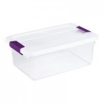 Sterilite ClearView 15 Gallon Clear Latch Box with Sweet Plum Handle Lid and Wheels 17611704 - 4/Case Sterilite ClearView 15 Gallon Clear Latch Box with Sweet Plum Handle Lid and Wheels 17611704 - 4/Case