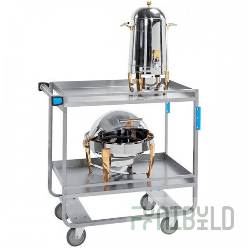 Lakeside 725 Stainless Steel Two Shelf Heavy Duty Guard Rail Utility Cart - 32 5/8