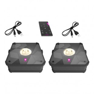 Ape Labs Mini 2.0 Wireless Battery-Operated LED Lights with 29 Color Presets, 2 Chargers, and Remote - 2/Set