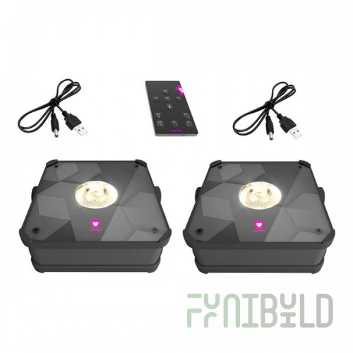 Ape Labs Mini 2.0 Wireless Battery-Operated LED Lights with 29 Color Presets, 2 Chargers, and Remote - 2/Set
