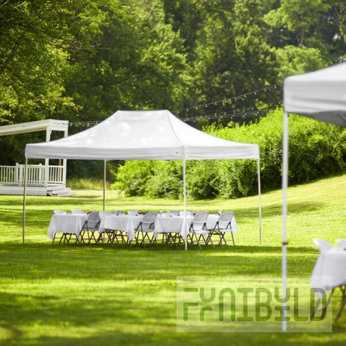 Backyard Pro Courtyard Series 10' x 15' White Straight Leg Heavy-Duty Aluminum Instant Pop-Up Canopy Tent