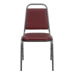 Flash Furniture FD-BHF-2-BY-VYL-GG Hercules Burgundy Vinyl Trapezoidal Back Stackable Banquet Chair with Silver Vein Frame and 1 1/2