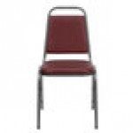 Flash Furniture FD-BHF-2-BY-VYL-GG Hercules Burgundy Vinyl Trapezoidal Back Stackable Banquet Chair with Silver Vein Frame and 1 1/2