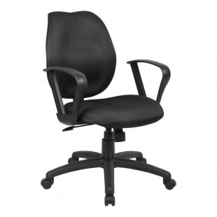 Boss Black Fabric Mid-Back Task Chair with Fixed Loop Arms Boss Black Fabric Mid-Back Task Chair with Fixed Loop Arms