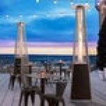 Backyard Pro Courtyard Series HPSQRBLK Black Portable Propane Outdoor Patio Heater with Glass Tube - 40,000 BTU