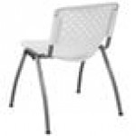 Flash Furniture RUT-F01A-WH-GG Hercules Series White Plastic Stack Chair with Titanium Frame
