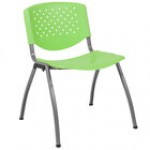 Flash Furniture RUT-F01A-WH-GG Hercules Series White Plastic Stack Chair with Titanium Frame