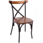 BFM Seating Henry Sand Black Steel Side Chair with Autumn Ash Wooden Back and Seat BFM Seating Henry Sand Black Steel Side Chair with Autumn Ash Wooden Back and Seat