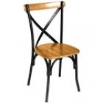 BFM Seating Henry Sand Black Steel Side Chair with Autumn Ash Wooden Back and Seat BFM Seating Henry Sand Black Steel Side Chair with Autumn Ash Wooden Back and Seat