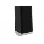 Lancaster Table & Seating Boomerang Black Finish Chair with Dark Gray Vinyl Seat and Vintage Wood Back