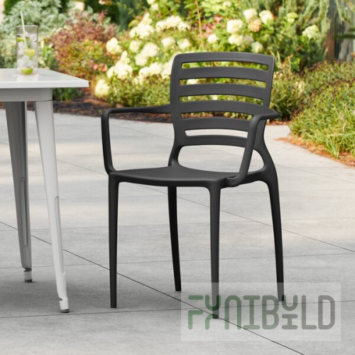 Lancaster Table & Seating Sol Black Stone Resin Arm Chair