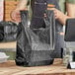 Choice Customizable 1/6 Standard Size Black Unprinted Standard-Duty Plastic T-Shirt Bag - 1,000/Case