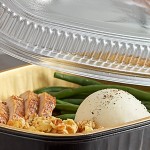 Choice Heavy Duty Smoothwall Black and Gold Large Oblong Foil Entree / Take-Out Pan with Dome Lid 65.6 oz. - 50/Case