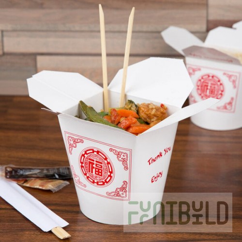 Fold-Pak SmartServ 32SSPRINTM Printed Chinese / Asian 32 oz. Microwavable Paper Take-Out Container - 25/Pack