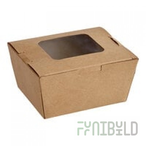 Fold-Pak 01BPDINEEM Bio-Plus Dine Kraft Microwavable Paper #1 Take-Out Container 4 3/8
