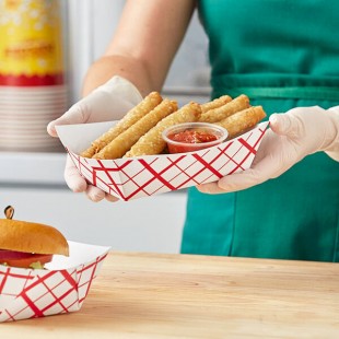 Southern Champion #300 3 lb. Red Checkered Paper Food Tray - 500/Case