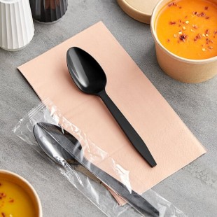 Choice Black Heavy Weight Wrapped Polypropylene Plastic Teaspoon - 1,000/Case