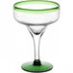 Acopa Tropic 12 oz. Margarita Glass with Green Rim and Base - Sample