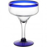 Acopa Tropic 12 oz. Margarita Glass with Green Rim and Base - Sample