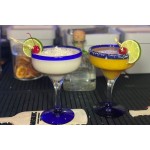 Acopa Tropic 12 oz. Margarita Glass with Green Rim and Base - Sample