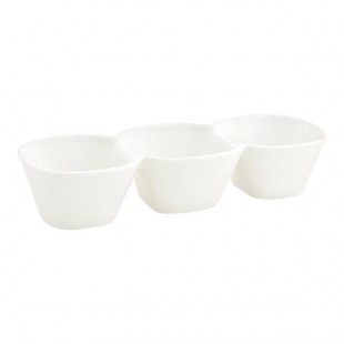Front of the House Catalyst 12 oz. European White Triple Compartment Porcelain Bowl - 6/Case Front of the House Catalyst 12 oz. European White Triple Compartment Porcelain Bowl - 6/Case