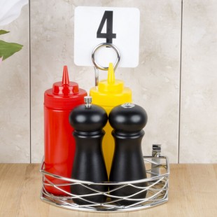 American Metalcraft SRBNC2 Chrome Half Round Birdnest Condiment Caddy with Card Holder - 8