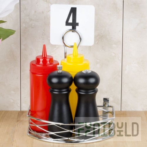 American Metalcraft SRBNC2 Chrome Half Round Birdnest Condiment Caddy with Card Holder - 8