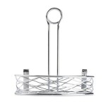 American Metalcraft SRBNC2 Chrome Half Round Birdnest Condiment Caddy with Card Holder - 8
