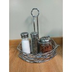 American Metalcraft SRBNC2 Chrome Half Round Birdnest Condiment Caddy with Card Holder - 8