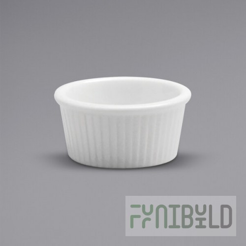 Oneida Buffalo Bright White Ware by 1880 Hospitality F8010000614 3 oz. Fluted Porcelain Ramekin - 36/Case