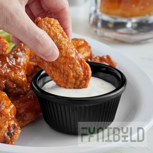 Acopa 3 oz. Black Fluted Melamine Ramekin - 12/Case