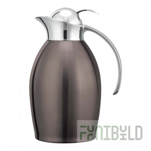 Service Ideas Nicollet 33.8 oz. Dark Tungsten Stainless Steel Insulated Carafe / Server with Push Button Lid NIC10BSPBDT