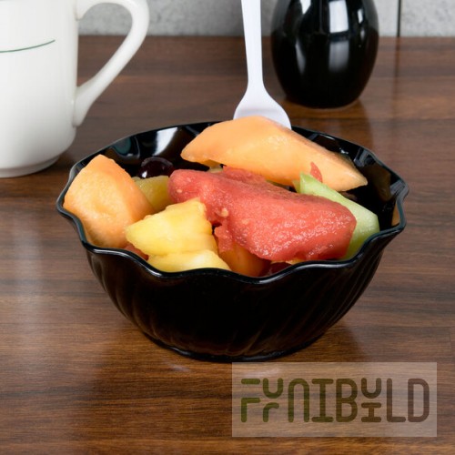 Cambro SRB13110 13 oz. Black Plastic Swirl Bowl - 24/Case