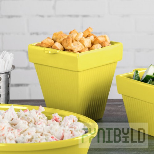 TableCraft CW1470Y 2 Qt. Yellow Cast Aluminum Square Condiment Bowl
