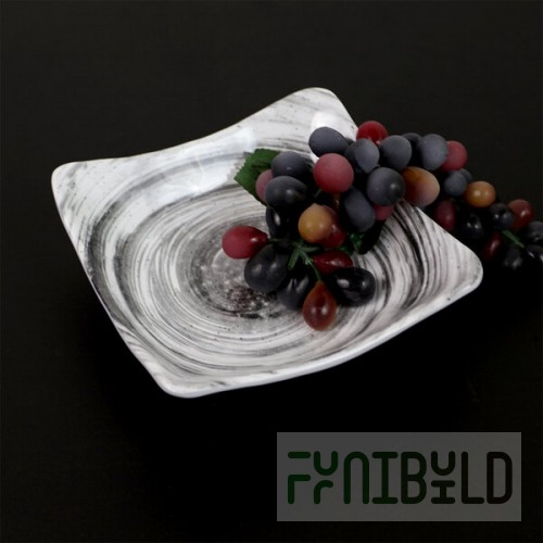 Elite Global Solutions D712SQ Van Gogh Black 22 oz. Square Melamine Bowl - 6/Case