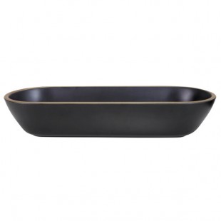 Elite Global Solutions B248152-GLDB Kobe 2.2 Qt. Black / Gold Oval Melamine Bowl Elite Global Solutions B248152-GLDB Kobe 2.2 Qt. Black / Gold Oval Melamine Bowl