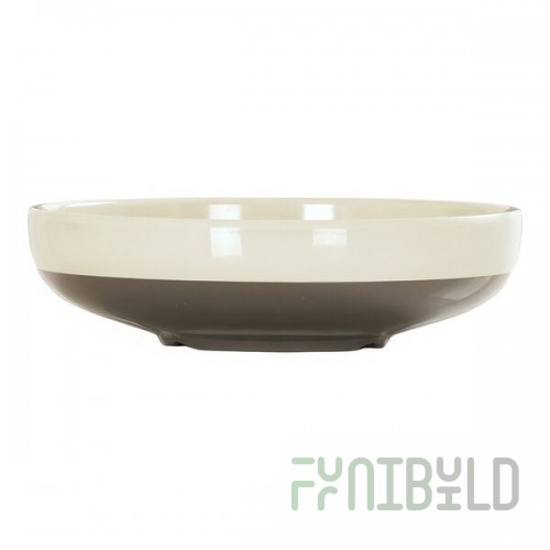 Cal-Mil Vienna 34 oz. Brown and Cream Round Two-Tone Melamine Bowl - 6/Case