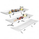 Cal-Mil PP1033-13 Prestige Black Wide Frame Three Tier Wire Stand with Porcelain Platters - 23