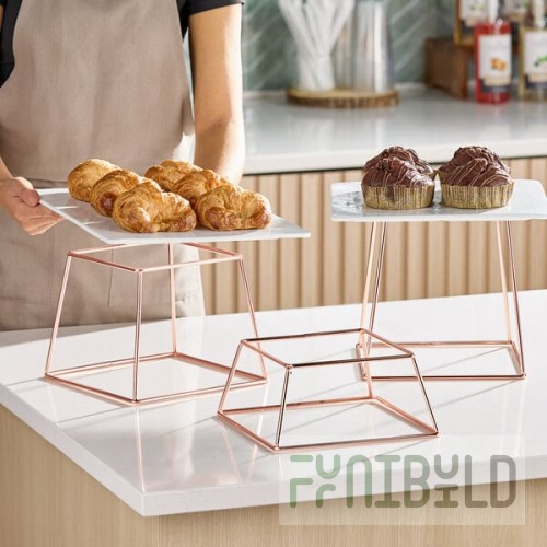 Acopa Square Rose Gold Metal 3-Piece Display Stand Set