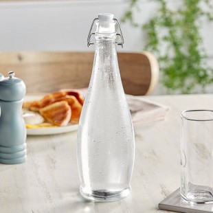 Libbey 109826 34.6 oz. Customizable Water Bottle with Clear Wire Bail Lid - 6/Case Libbey 109826 34.6 oz. Customizable Water Bottle with Clear Wire Bail Lid - 6/Case