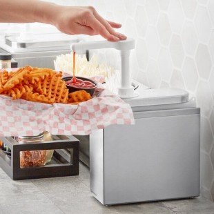 ServSense Single 1 Qt. Stainless Steel Condiment Dispenser - 1 Plastic Pump, 1 oz. Portions