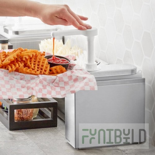 ServSense Single 1 Qt. Stainless Steel Condiment Dispenser - 1 Plastic Pump, 1 oz. Portions
